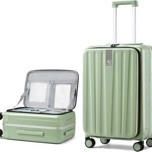 Hanke 26 Inch Large checked Luggage PC Hard Shell luggage Top Opening (Bamboo Green)
