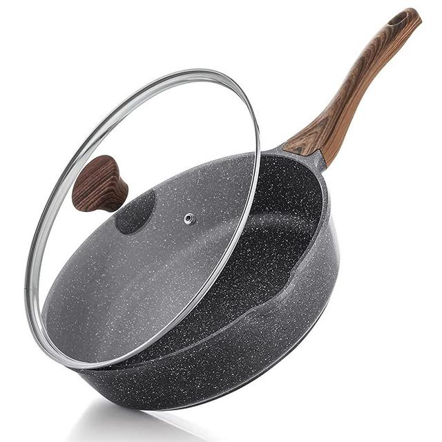 SENSARTE Nonstick Sauce Pan with Lid, 1.5QT Small Pot 1.5 QT, Gray