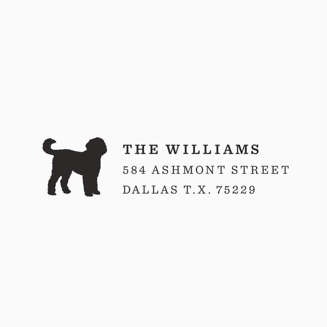 Goldendoodle Return Address Stamp | Personalized Dog Silhouette Address Stamp | Custom Gift for Dog Lover or Pet Parent | Rubber Self Inking