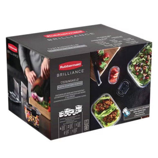 Rubbermaid Brilliance Food Storage Container Variety Set of 20