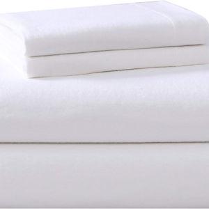 Laura Ashley - King Sheet Set, Cotton Flannel Bedding, Brushed for Extra Softness & Comfort (True White, King)