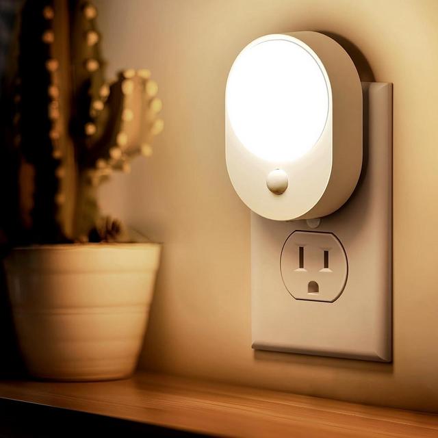 L LOHAS LED Motion Sensor Night Light,[2-Pack] Plug in Night Light with Motion Sensor and Dusk to Dawn Sensor,3000K Soft White,30/60lm Brightness Adjustable,Nightlight for Bathroom Hallway Kitchen