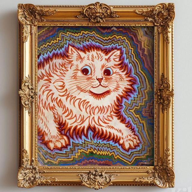 Louis Wain Psychedelic Cat Art Print: Vintage Kitsch Poster