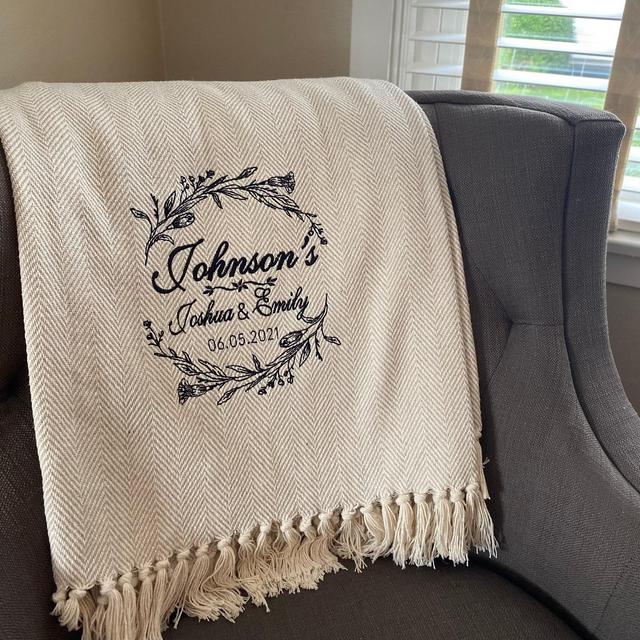 Custom Embroidered Wedding Blanket/Wedding...