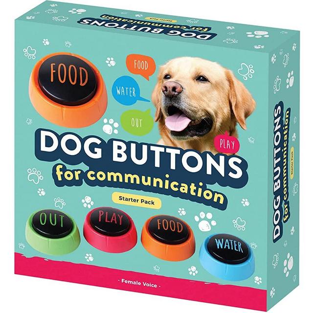 Dog Buttons for Communication Starter Pack, Training Set of 4, Clear Already Recorded Words, Heavy-Duty Paw Step Surface, Colorful Pet Learning Tools, Talking Pets Soundboard Buzzers