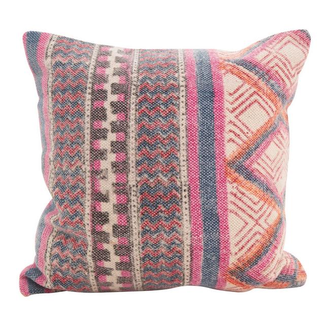Saro Lifestyle 18"x18" Boho Medley Down Filled Throw Pillow Pink