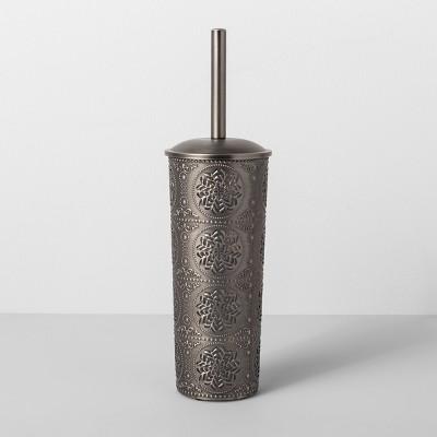 Punched With Embossed Solid Toilet Brush And Holder Set Dark Silver - Opalhouse™