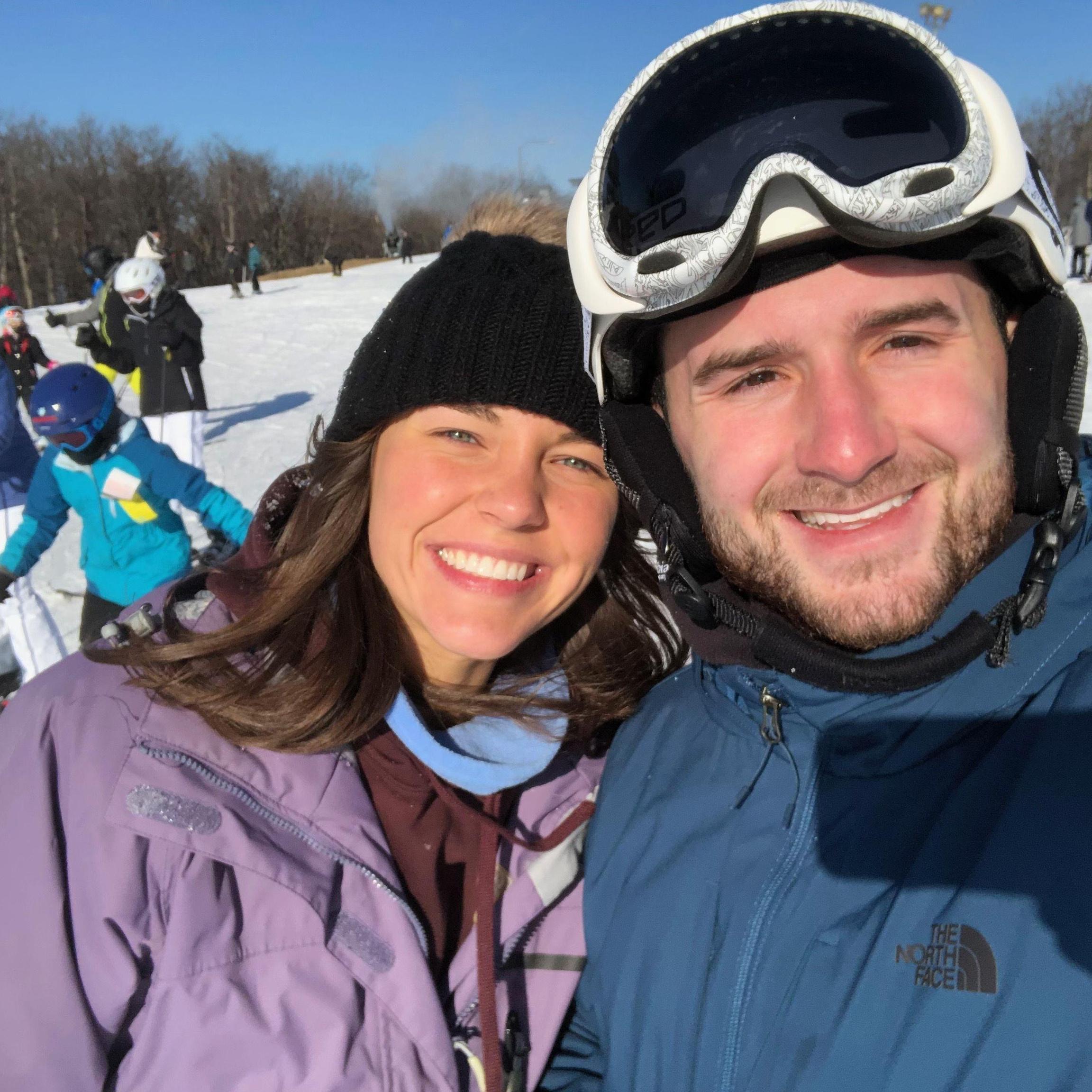 Chris took Anna skiing for the first time.