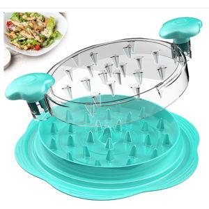 Chicken Shredder Large Chicken Breast Shredder Tool Twist with Brush&Fork, Visible Meat Shredder Machine, Anti-Slip Strip, Ergonomic Handle, BPA Free, Pork Beef Chicken(Mint Green)