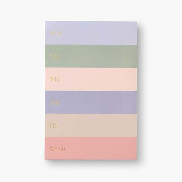 RIFLE PAPER CO. Large Weekly Memo Notepad 65 Tear-Off Pages, Manage Important Tasks, Jot Down a To-Do List, or Leave a Sweet Message with our Illustrated Notepads (9" L x 6" W), Muted Color Block