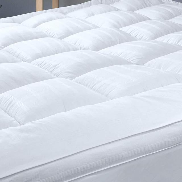 Upgraded! 3-Inch Extra Thick Mattress Topper with 100% Cotton Cover, King Size, New & Improved Down Alternative Bed Topper Pillowtop for Optimum Cushioning & Support, Breathable