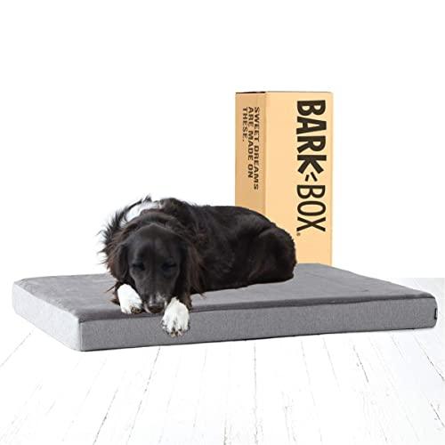 BarkBox Memory Foam Platform Dog Bed | Plush Mattress for Orthopedic Joint Relief | Machine Washable Cuddler with Removable Cover and Waterproof Lining | Includes Squeaker Toy