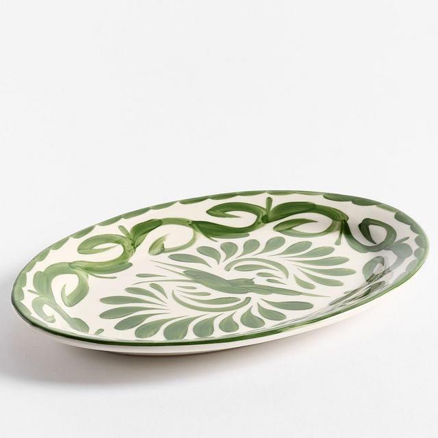 Puebla Porcelain Oval Serving Platter - Green