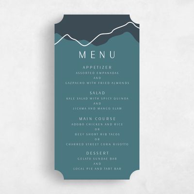 Blue Ticket Wedding Menu - Cedarcrest