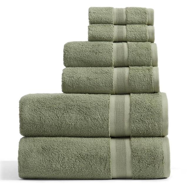 Springtree Home Luxury Viscose from Bamboo Bath Towel Set 6 Piece Set | 35% Viscose from Bamboo - 65% Cotton | Absorbent Quick-Dry Towels for Bathroom | Oeko-TEX Standard 100 Cotton | Lily Pad Green