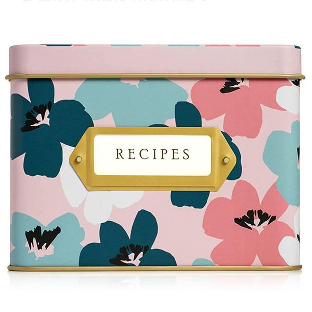 Jot & Mark Decorative Tin for Recipe Cards | Holds Hundreds of 4” x 6” Cards (Delphina)