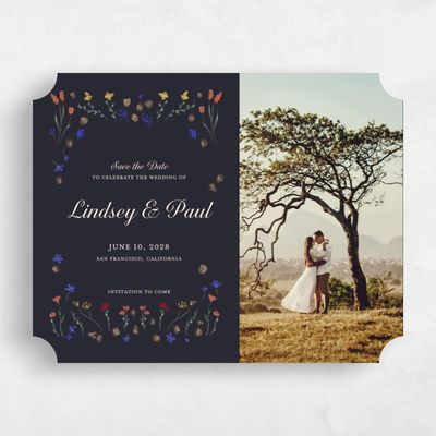 Black Ticket Wedding Save the Date - Harebell Photo