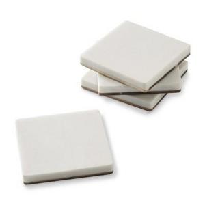 Marble & Dark Wood Coasters, Set of 4