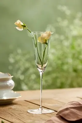 Ruffled Green Glass Flute