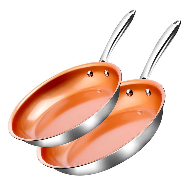 GOTHAM STEEL 10 + 11 Inch Ceramic Non Stick Frying Pans Nonstick Skillet, Stainless Steel Pans for Cooking Non Toxic, Nonstick Frying Pan Skillets, Copper Fry Pans, Oven and Dishwasher Safe