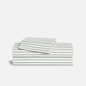 Classic Percale Core Sheet Set: Queen in Tandem Stripe in Fresh Moss