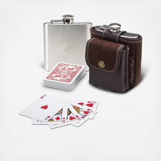 2-Piece Hip Flask & Playing Cards Set