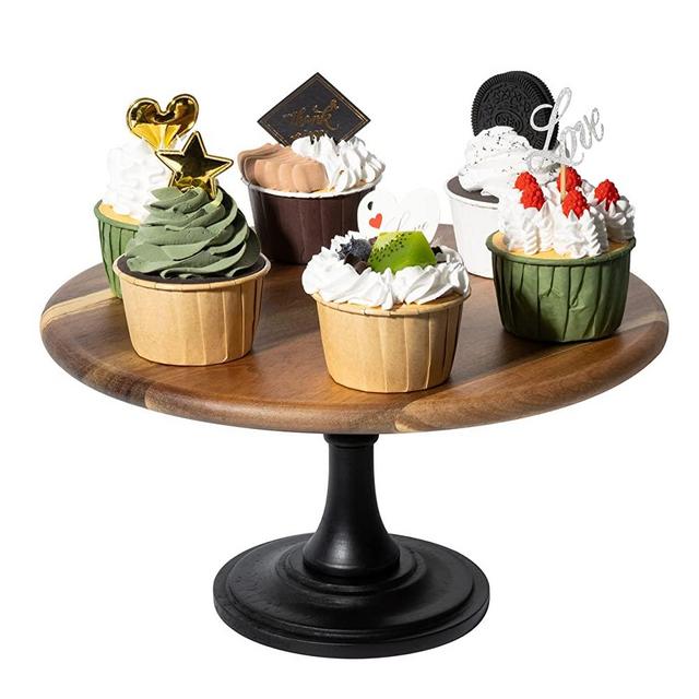 Wood Cake Stand – 11.5 inch Rustic Cake Stand, Cake Display, Raised Cake Plate, Cake Pedestal Stand, Wood Cake Holder, Cake Stand, Food Risers Parties, Cake Platter, 10 inch Cake Dish