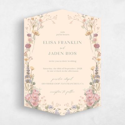 Beige Diamond Wedding Invitation - Harley Portrait