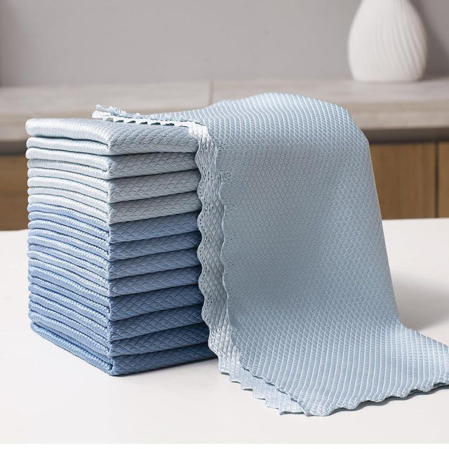 JOYMOOP Fish Scale Streak Free Magic Glass Window Cleaning Cloth, Microfiber Cleaning Cloth, Reusable Absorbent Shiny Wipes, Microfiber Towels, Lint Free Dish Drying Polishing Towels, 5 pcs