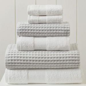 Modern Threads Drucilla 6-Piece 100% Combed Cotton Yarn Dyed Cobblestone Jacquard Towel Set | AllModern