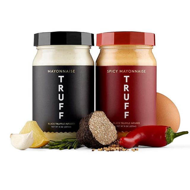TRUFF Mayo, Gourmet Mayonnaise made with Black Winter Truffles, Sunflower Oil, Organic Eggs | Heat and Umami for Savory Spreads, Salads, Non-GMO, Gluten Free | Original and Spicy Flavor - Bundle of 2