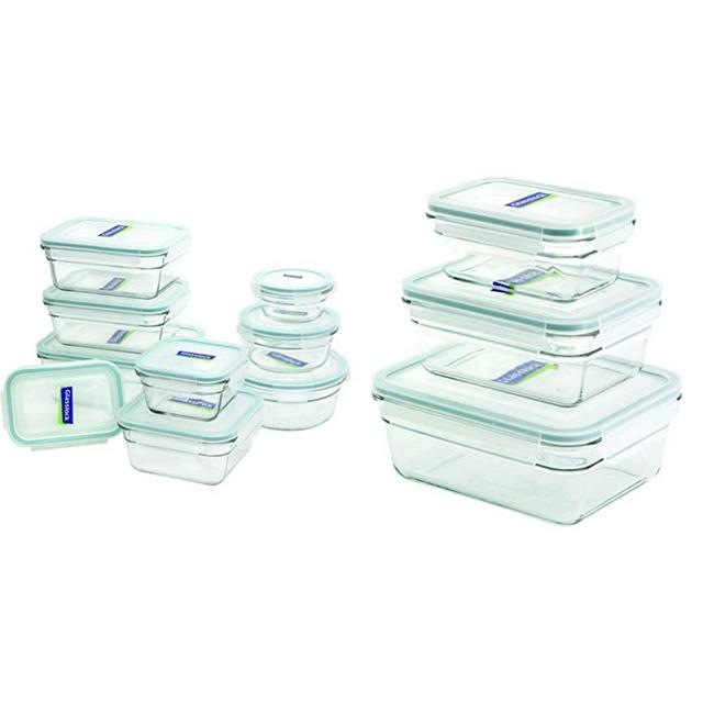 Glasslock 18-Piece Assorted Oven Safe Container Set & 6-Piece Rectangle Oven Safe Container Set