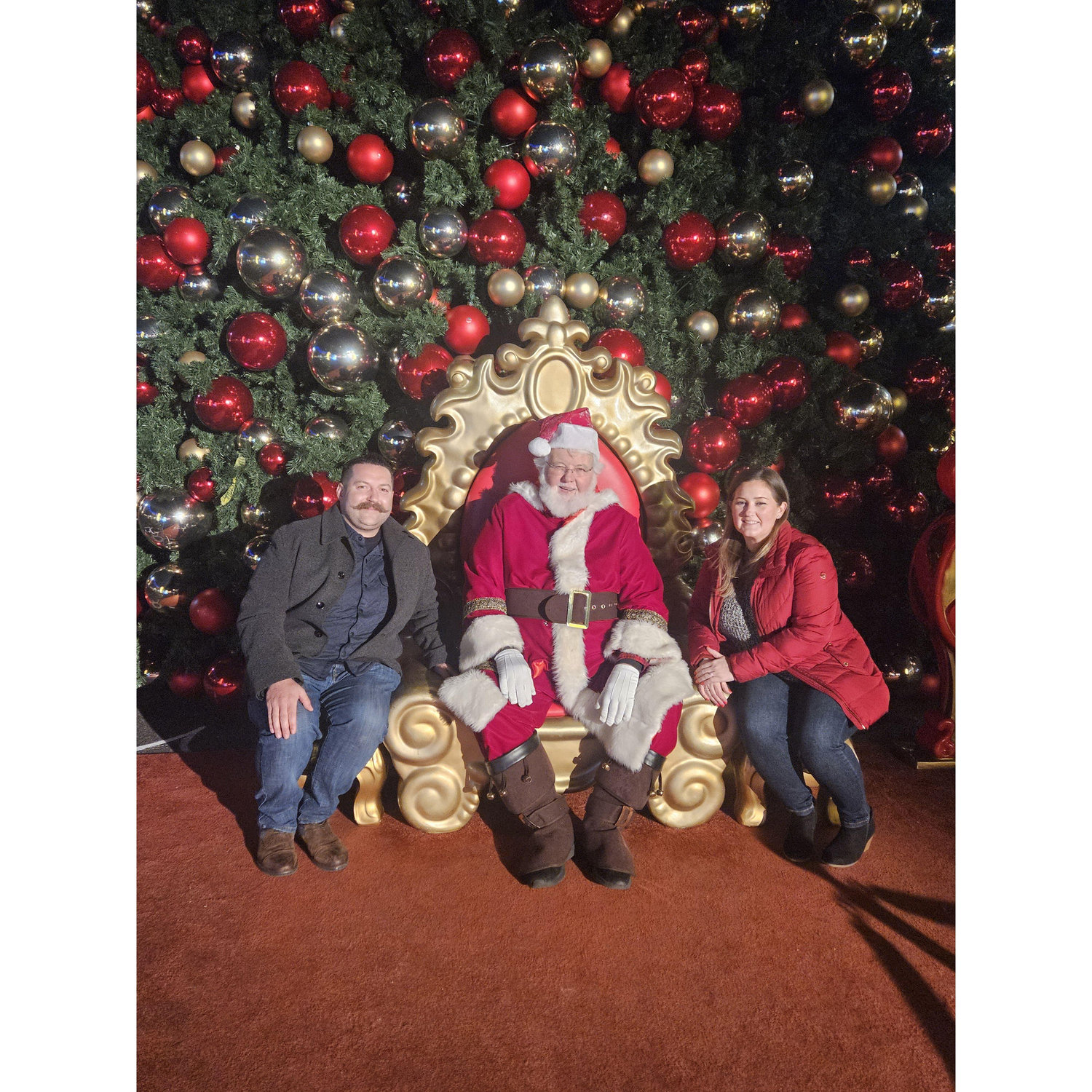 Thanking Santa for our early Christmas gift.