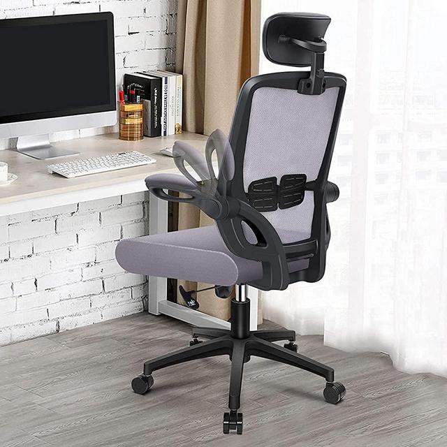 Engber Ergonomic Office Chair Home - Computer Desk Chairs Lumbar Support, Mesh High-Back Task Chair with Flit-up Arms and Height Adjustable Design