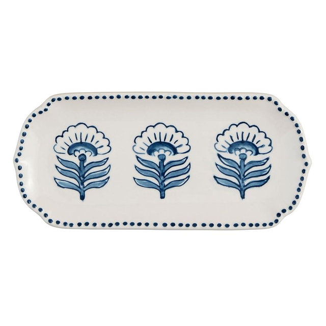 Mud Pie 4" x 9" Print Everything Tray, Blue