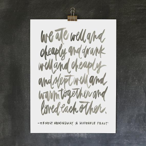 18x24 poster / ernest hemingway print