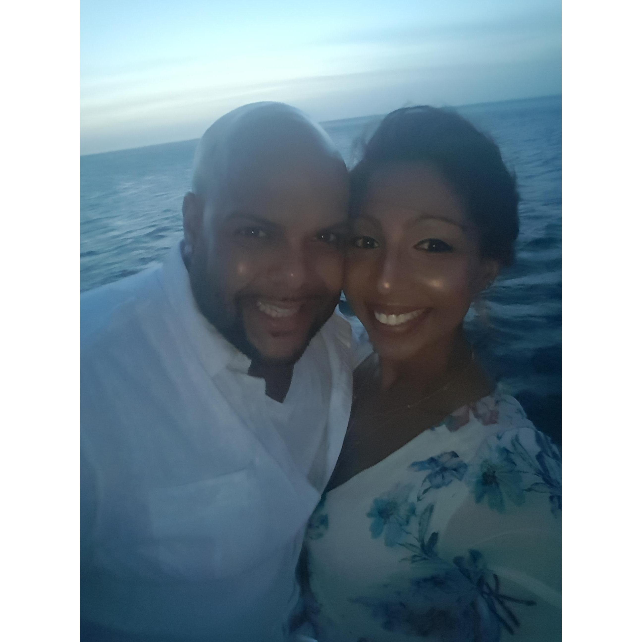 In Aruba, the day after we got engaged.