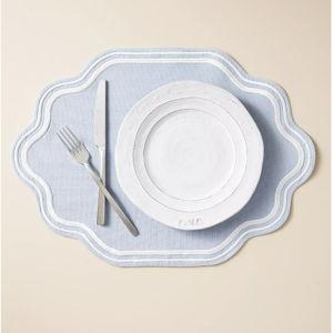 Madeline Embroidered Cotton Placemat - HYDRANGEA