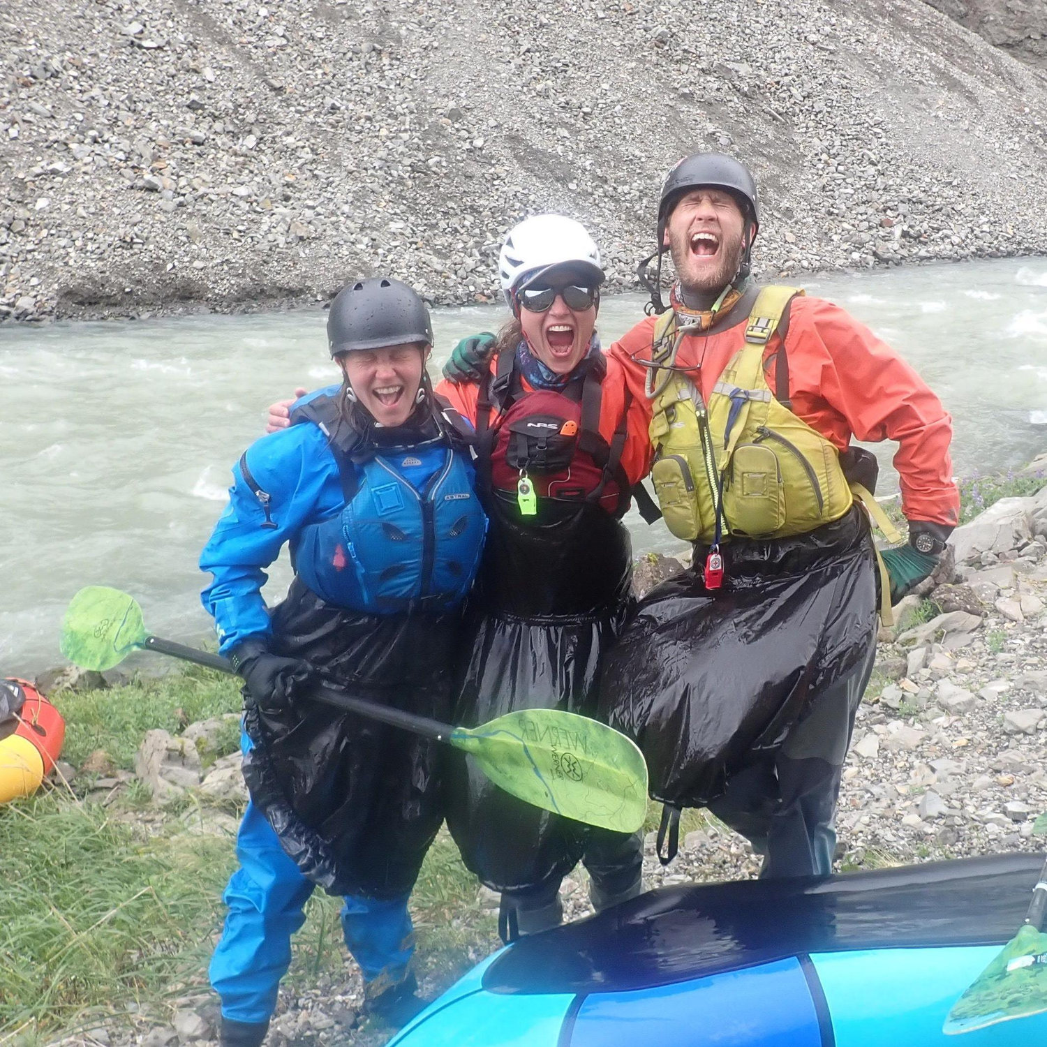 Stoke is high after making it through Aniakchak rapids! This is before one member of our group lost a paddle...but we survived with good cheer and good stories!