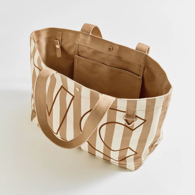 Medium Striped Tote - Custom Dune - QMS