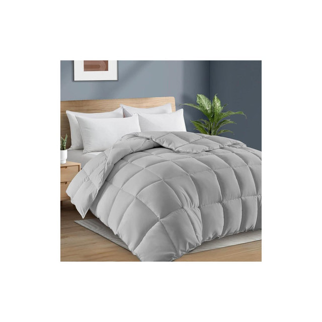 Peace Nest 360 Thread Count White Down Comforter Duvet Insert, Light Gray/Lightweight, Full/Queen