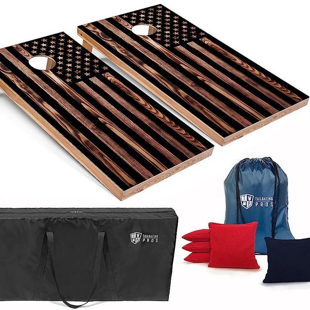 Tailgating Pros Cornhole Boards - 4'x2' Wooden Cornhole Game w/Carrying Case & Set of 8 Corn Hole Bean Bags w/Tote