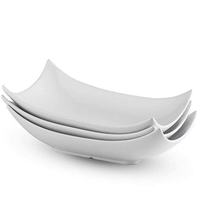 Porcelain Serving Platter White Serving Tray Decorative Centerpiece Deep Serving Bowl 12-Inch Set of 3