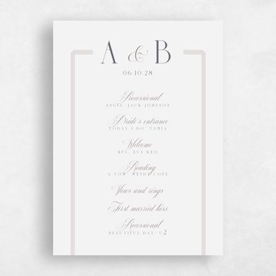 Taupe, Grey Wedding Program - Felicity