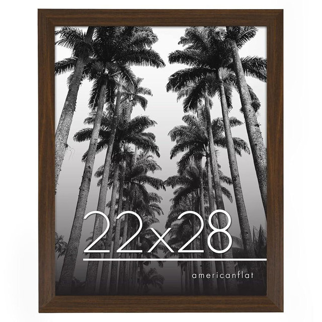 Americanflat 22x28 Poster Frame with Polished Plexiglass - Epic Collection - Gallery Wall Frames with Engineered Wood - Wide Photo Frame for Wall Display - Walnut