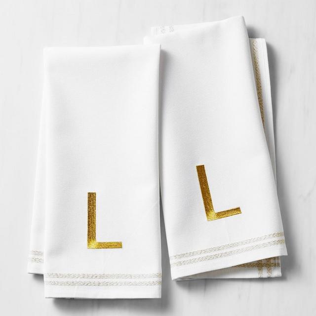 Monogram Towels, 20" X 30", Set of 2, Gold L