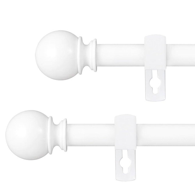 Poskena White Curtain Rods for Windows 28 to 48 Inch, 5/8" Diameter Heavy Duty Metal Stainless Steel Adjustable Small Curtain Rod With Bracket(2.3-4 Feet)