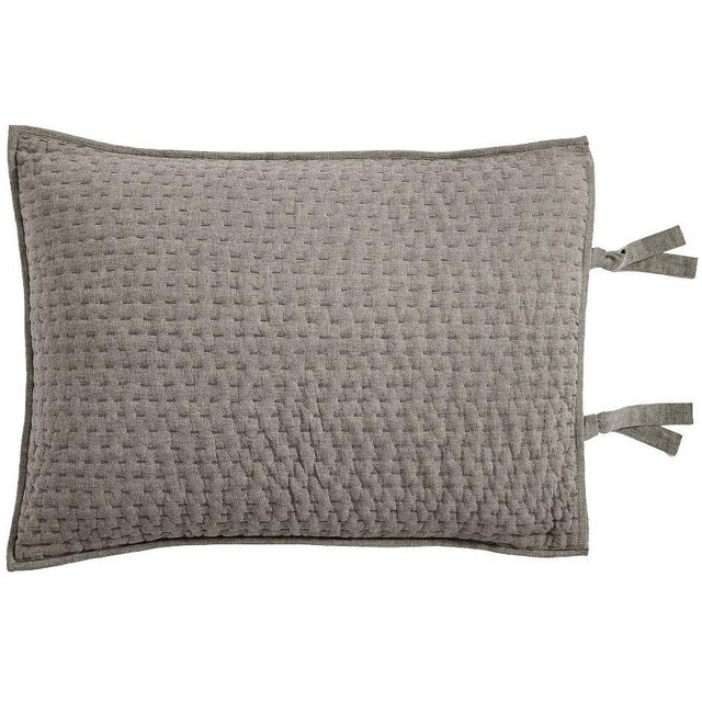 Pick-Stitch Handcrafted Cotton/Linen Quilted Sham, Charcoal, Standard