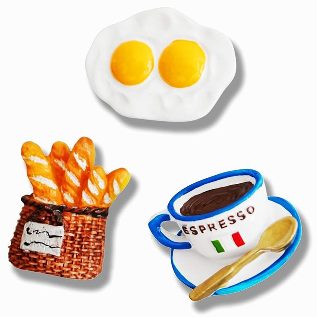 Food Refrigerator Magnets for Home Kitchen Decor, Funny Decorative Fridge Magnets, Miniature Food Mode, with Eggs Coffee Mug Bread Magnet