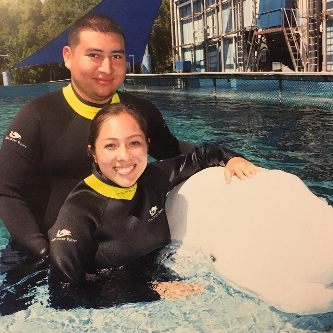 At Sea World with the beautiful Beluga Whale.
San Antonio, 2017.
